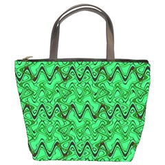 Green Wavy Squiggles Bucket Bags by BrightVibesDesign