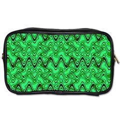 Green Wavy Squiggles Toiletries Bags 2-side by BrightVibesDesign