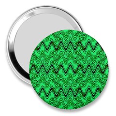 Green Wavy Squiggles 3  Handbag Mirrors