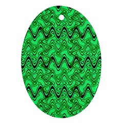 Green Wavy Squiggles Ornament (oval) 