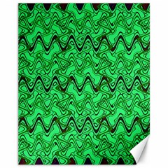 Green Wavy Squiggles Canvas 11  X 14  