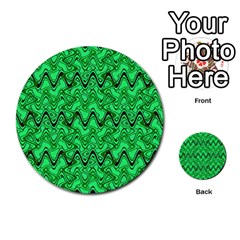 Green Wavy Squiggles Multi-purpose Cards (round) 