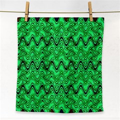 Green Wavy Squiggles Face Towel