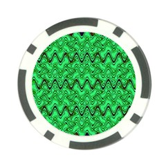 Green Wavy Squiggles Poker Chip Card Guards (10 Pack)  by BrightVibesDesign