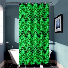 Green Wavy Squiggles Shower Curtain 36  X 72  (stall)  by BrightVibesDesign