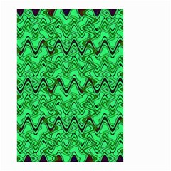 Green Wavy Squiggles Small Garden Flag (two Sides) by BrightVibesDesign