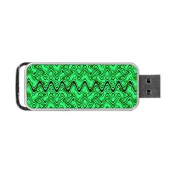 Green Wavy Squiggles Portable Usb Flash (two Sides) by BrightVibesDesign