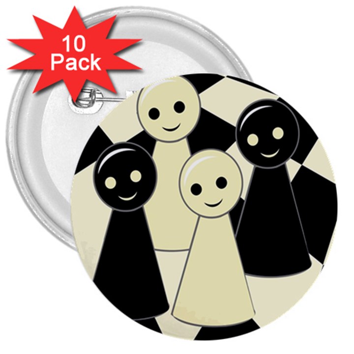 Chess pieces 3  Buttons (10 pack) 