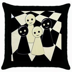 Chess Pieces Throw Pillow Case (black) by Valentinaart