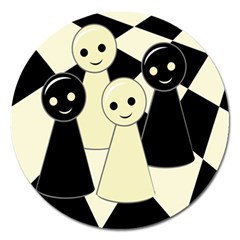 Chess Pieces Magnet 5  (round) by Valentinaart