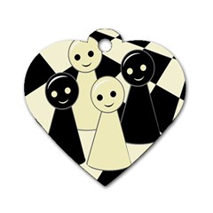 Chess Pieces Dog Tag Heart (one Side) by Valentinaart