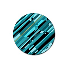 Blue Abstraction Rubber Round Coaster (4 Pack)  by Valentinaart