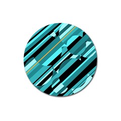 Blue Abstraction Magnet 3  (round) by Valentinaart