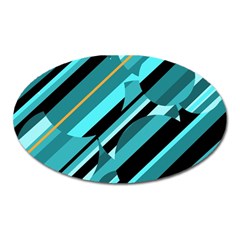 Blue Abstraction Oval Magnet by Valentinaart