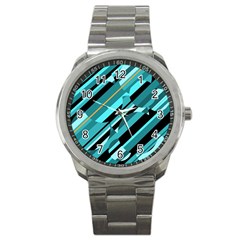 Blue Abstraction Sport Metal Watch by Valentinaart