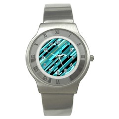 Blue Abstraction Stainless Steel Watch by Valentinaart