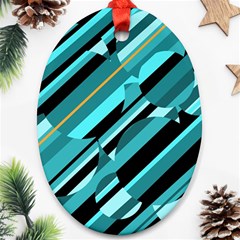 Blue Abstraction Oval Ornament (two Sides) by Valentinaart