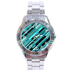 Blue Abstraction Stainless Steel Analogue Watch by Valentinaart