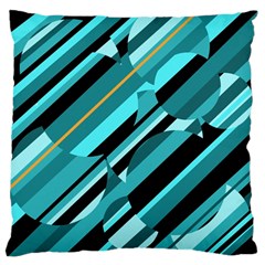 Blue Abstraction Large Flano Cushion Case (one Side) by Valentinaart