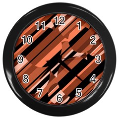 Orange Pattern Wall Clocks (black) by Valentinaart