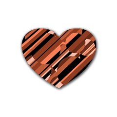 Orange Pattern Rubber Coaster (heart)  by Valentinaart