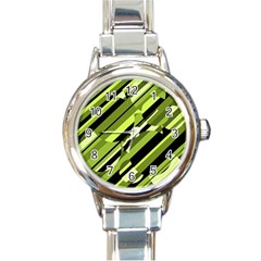 Green pattern Round Italian Charm Watch