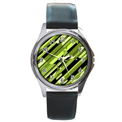 Green pattern Round Metal Watch