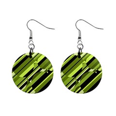 Green pattern Mini Button Earrings