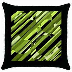 Green pattern Throw Pillow Case (Black)