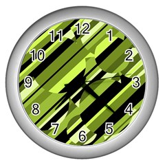 Green pattern Wall Clocks (Silver) 