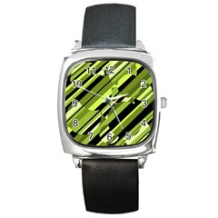 Green pattern Square Metal Watch