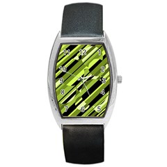 Green Pattern Barrel Style Metal Watch by Valentinaart