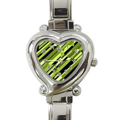 Green Pattern Heart Italian Charm Watch by Valentinaart