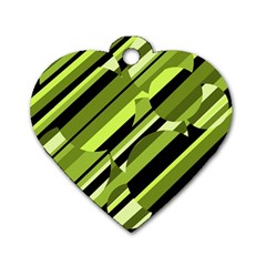 Green pattern Dog Tag Heart (One Side)