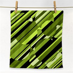 Green Pattern Face Towel by Valentinaart