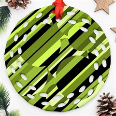 Green pattern Round Filigree Ornament (2Side)