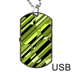 Green Pattern Dog Tag Usb Flash (one Side) by Valentinaart