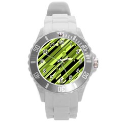 Green pattern Round Plastic Sport Watch (L)