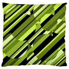 Green pattern Large Flano Cushion Case (One Side)