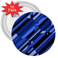 Blue Pattern 3  Buttons (10 Pack)  by Valentinaart