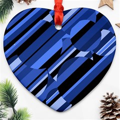 Blue Pattern Heart Ornament (2 Sides) by Valentinaart