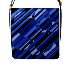 Blue Pattern Flap Messenger Bag (l)  by Valentinaart