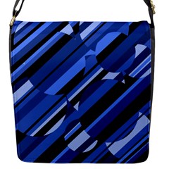 Blue Pattern Flap Messenger Bag (s) by Valentinaart