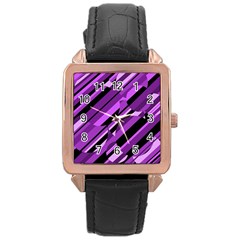 Purple Pattern Rose Gold Leather Watch  by Valentinaart