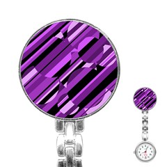 Purple Pattern Stainless Steel Nurses Watch by Valentinaart