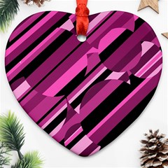 Magenta Pattern Ornament (heart)  by Valentinaart