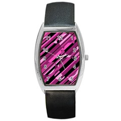 Magenta Pattern Barrel Style Metal Watch by Valentinaart