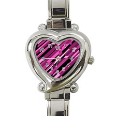 Magenta Pattern Heart Italian Charm Watch by Valentinaart