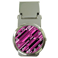 Magenta Pattern Money Clip Watches by Valentinaart