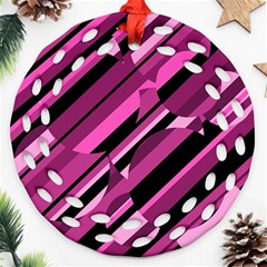 Magenta Pattern Round Filigree Ornament (2side) by Valentinaart